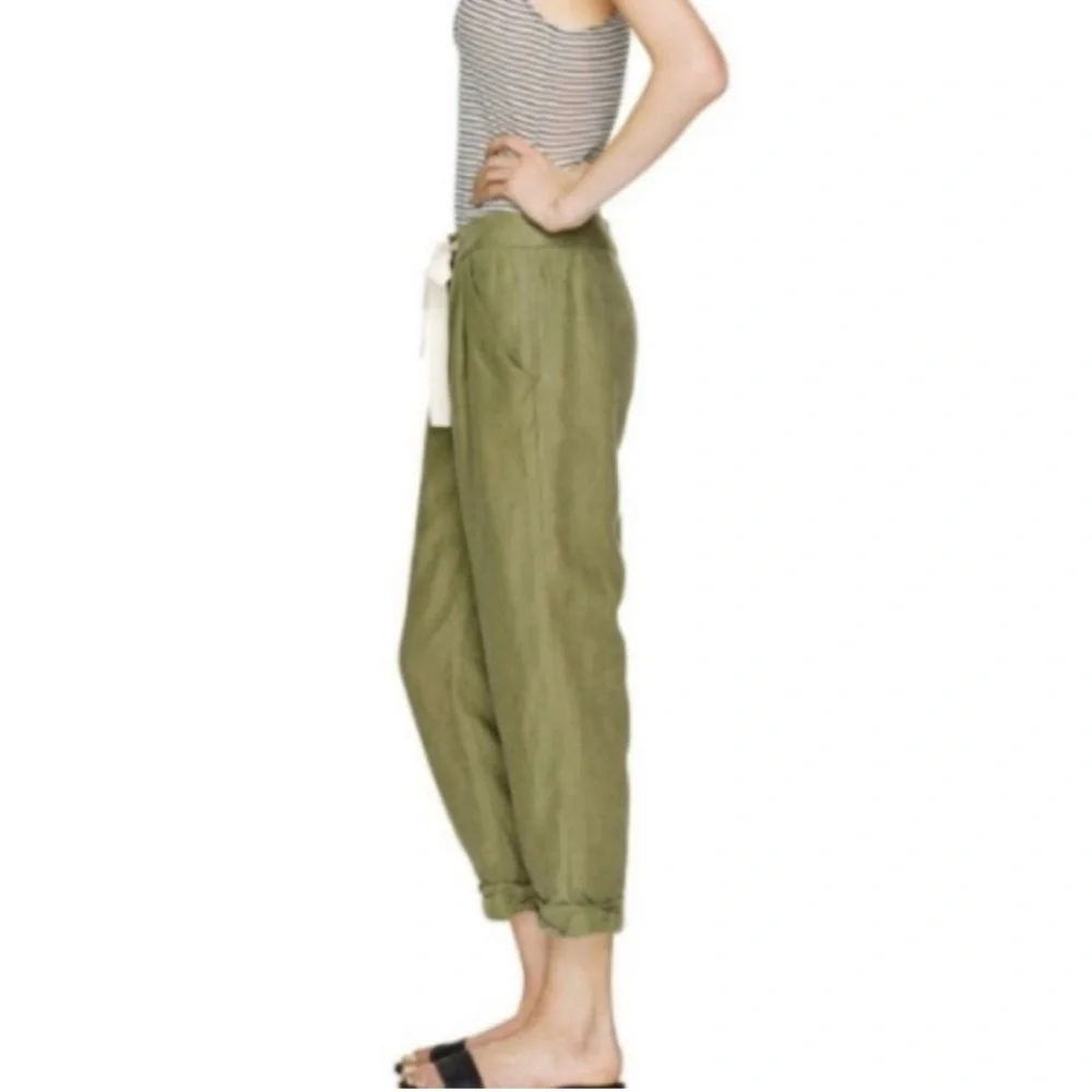 Wilfred Size 4 Olive Green Linen Blend Allant Cropped‎ Trouser Pants A15